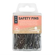 80 x Assorted Safety Pins, Black